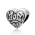Real 925 Sterling Silver Best Mom Love Heart Charm