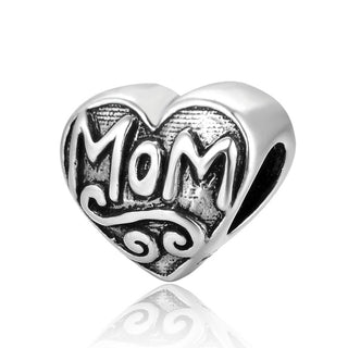 Real 925 Sterling Silver Best Mom Love Heart Charm