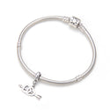 1pc Real 925 Sterling Silver Cupid Arrow Two-Heart Love Charm Pendant, Compatible with Pandora All Other Charm Bracelets, EC4-D3