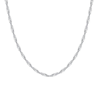 1pc 925 Sterling Silver Singapore Link Chain Necklace, Tarnish Resistant Rhodium Plated, 1.4mm, Length Selections: 14/16/18/20/22/24/26/28/30 Inch