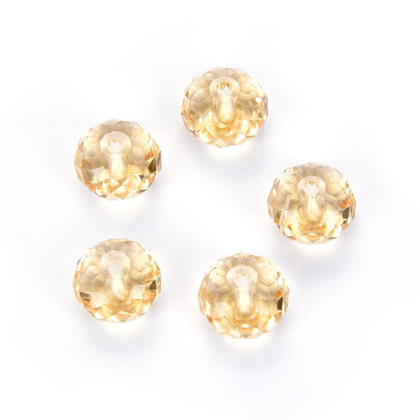 24pcs Adabele Austrian Faceted Rondelle Crystal Beads #5040, Golden Champagne, Size Selections: 6x4mm, 8x6mm, 10x8mm