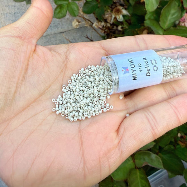 30g Miyuki Delica 11/0 Seed Beads, Opaque Glazed Luster Linen DB261-1