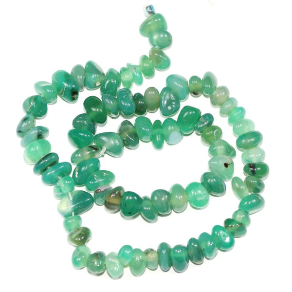 Natural Green Agate Gemstone Smooth Tumbled Pebble Beads, Irregular, 8mm-10mm, Hole ID 1mm, 1 Strand/15 Inch, GZ3-3