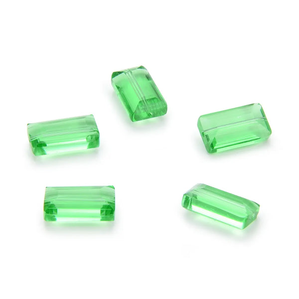 25pcs Adabele Austrian Faceted Rectangle Crystal Beads #5055, Peridot Green, 14mm x 8mm, Hole ID 1.2mm, SSRT1416