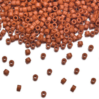30g Miyuki Delica 11/0 Seed Beads, Duracoat Opaque Orange Terracotta DB2352