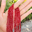 500pcs Creative Club Faceted Bicone Crystal Glass Beads, Siam Red, 4mm (0.16 Inch) Small Tiny, Hole ID 0.9mm, CCB405