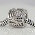 1pc Solid 925 Sterling Silver April Birthstone Bead Charm Clear Cubic Zirconia CZ, Compatible with Pandora All Other Charm Bracelet, EC191