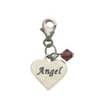 Clip On Solid Sterling Silver Love Heart Angel February Amethyst Birthstone Charm