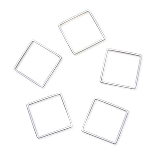 100pcs Square Beading Hoops, Open Back Bezel Frame, Sterling Silver Plated Brass, Size Selections: 12mm/16mm/20mm