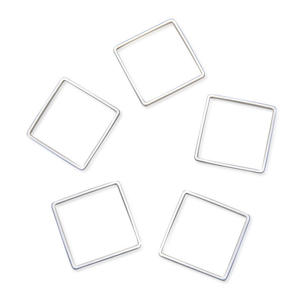 100pcs Square Beading Hoops, Open Back Bezel Frame, Sterling Silver Plated Brass, Size Selections: 12mm/16mm/20mm