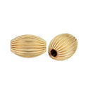 100pcs Corrugated Oval Melon Beads, 18K Yellow Gold Plated Brass, Size Selections: 7x4mm, 10x6mm, 12x8mm