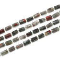 Natural Dragon Blood Jasper Gemstone Faceted Tube Beads, 12x7mm, Hole ID 1mm, 15 Inch/1 Strand, GZ8-7