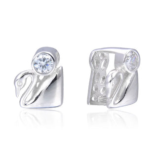 1pc 925 Sterling Silver 12mm Swan Pinch Bail, Pendant Clasp, Tarnish Resistant Rhodium Plated, Cubic Zirconia CZ, SS44-BB