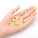 10pcs 18.5mm Triangle Drop Pendants, Tarnish Resistant, 18K Yellow Gold Plated Brushed Brass, BF-A7