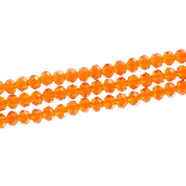 500pcs Creative Club Faceted Rondelle Crystal Glass Beads, Sun (Orange), 4x3mm Small Tiny, Hole ID 1mm, CCR412