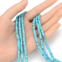 Natural Turquoise Blue Howlite Gemstone Heishi Tube Rondelle Beads, 4x2mm/Small, Hole ID 0.9mm, 14.5 Inch/1 Strand, GH-C17