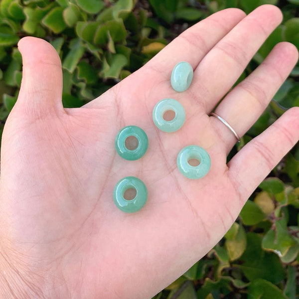10pcs Natural Green Aventurine Gemstone Donut Rondelle Beads,14x8mm, Hole ID 5.6mm, GW-A6