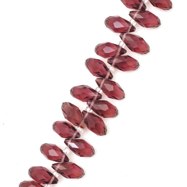 200pcs Creative Club Faceted Teardrop Briolette Crystal Glass Beads, Pendant Drop, Burgundy Red, 12x6mm, Hole ID 1mm, CCT2-11