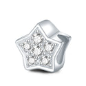 1pc 925 Sterling Silver Star Charm April Birthstone Bead Charm, Diamond Clear Cubic Zirconia CZ, 10x9.5mm, Hole ID 4.5mm, EC1-K4