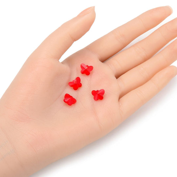 20pcs Creative Club Butterfly Crystal Glass Pendant Drop Beads, July Light Siam Red Birthstone, 10mm, Hole ID 1mm, CCM-6