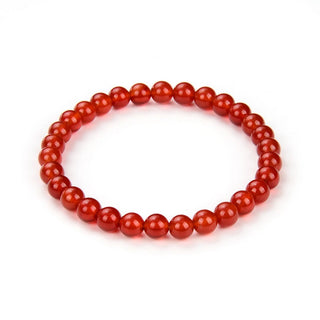1 Strand Stretch Natural Carnelian Beaded Gemstone Bracelet, 6mm Beads, Length Selections: 7 inch/7.5 inch/8 inch