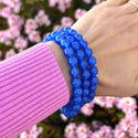 1 Strand Stretch Natural Blue Agate Beaded Gemstone Bracelet, 8mm Bead, Length Selections: 7 inch/7.5 inch/8 inch/8.5 inch