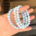 1 Strand Stretch Natural Blue Aquamarine Beaded Gemstone Bracelet, 8mm Bead, Length Selections: 7 inch/7.5 inch/8 inch/8.5 inch