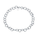 1pc 925 Sterling Silver 6.6mm Heart Link Chain Bracelet, Tarnish Resistant White Gold Plated, Length Selections: 7 inch/7.5 inch/8 inch