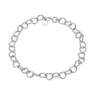 1pc 925 Sterling Silver 6.6mm Heart Link Chain Bracelet, Tarnish Resistant White Gold Plated, Length Selections: 7 inch/7.5 inch/8 inch