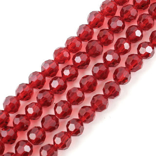 140pcs Creative Club Faceted Round Crystal Glass Beads, Siam Red, 8mm, Hole ID 1mm, CC2R805