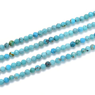 Natural Green Turquoise Gemstone Tiny Small Faceted Round Beads, 3mm, Hole ID 0.6mm, 15 Inch/1 Strand, GK3-15