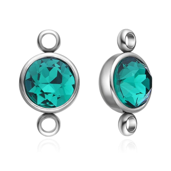 10pcs Grade A May Emerald Green Birthstone Links, Stainless Steel, Tarnish Resistant, 10mm, CCP36-5