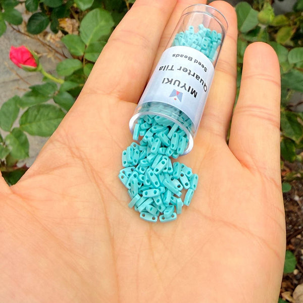 10g Miyuki Quarter Tila Seed Bead 5x1.2mm Matte Rainbow Mint Green QTL412FR