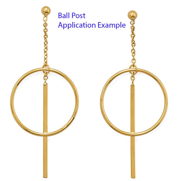 40pcs Tarnish Resistant Ball Earring Posts, Closed Ring, with 40pcs Earring Backs, 18K Yellow Gold Plated Brass, Ball Size Selections: 3mm/4mm/5mm