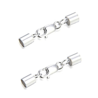 925 925 Sterling Silver Tube Cord End Cap Clasps