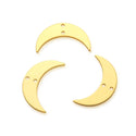 10pcs 21mm 2-Hole Moon Links, Tarnish Resistant, 18K Yellow Gold Plated Brass, BFW-C10