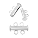 10pcs 2-Strand Magnetic Lock Clasp Sets, Multiple Strands Layering Clasp, Sterling Silver Plated Brass, 15mm, CF228-2