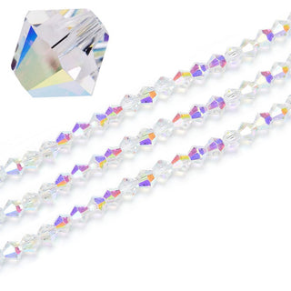 200pcs Creative Club Faceted Bicone Crystal Glass Beads, Crystal AB, 8mm (0.31 Inch), Hole ID 1.1mm, CCB802