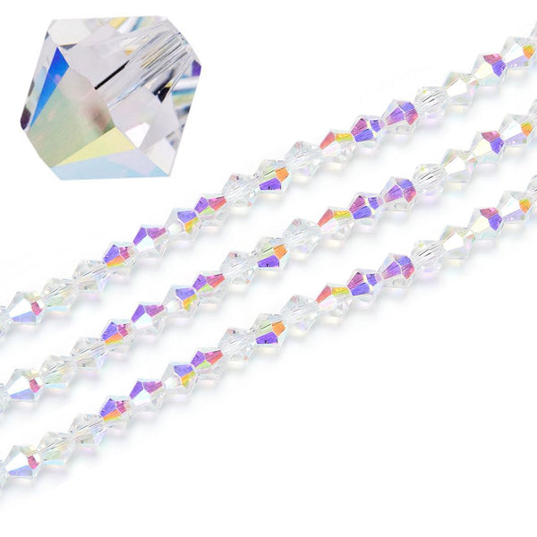 200pcs Creative Club Faceted Bicone Crystal Glass Beads, Crystal AB, 8mm (0.31 Inch), Hole ID 1.1mm, CCB802