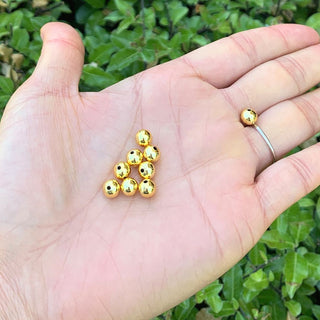 50pcs Tarnish Resistant Seamless Smooth Round Beads, 18K Yellow Gold Plated Brass, Size Selections: 6mm/8mm/10mm