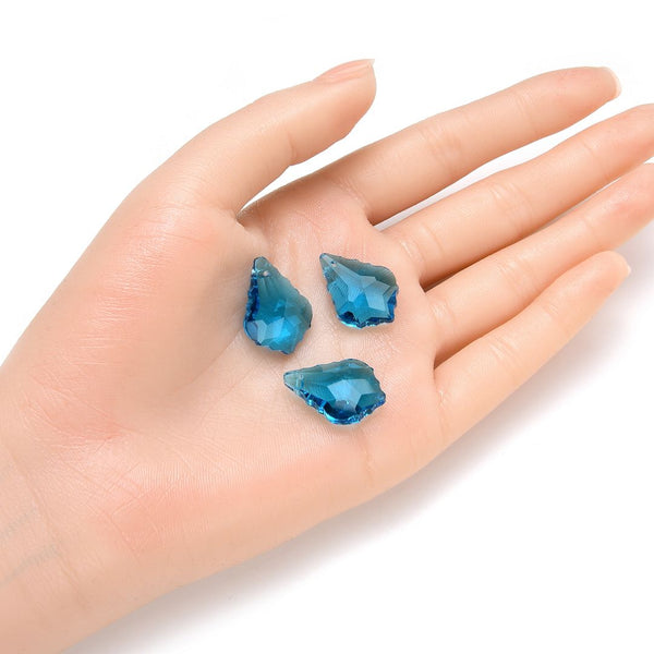 20pcs Creative Club Faceted Crystal Glass Baroque Chandelier Pendant Drops, March Aquamarine Blue Birthstone, 22x13mm Large, Hole ID 1mm, CCF-10