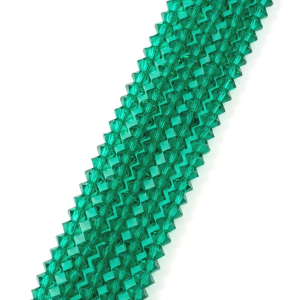 200pcs Creative Club Faceted Flat Bicone Rondelle Crystal Glass Beads #5305, Emerald Green, 6x4mm Small, Hole ID 1mm, CC3R624