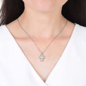 1pc Natural Druzy Crystal Pendant Necklace, Clear AB Cross Drop Small Gemstone Pendant, 18 inch Stainless Steel Surgical Chain, GGP19-5