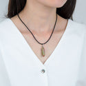 1pc Natural Unakite Jasper Gemstone Pendant Necklace, 18 Inch Leather Cord Jewelry, GGP-H7