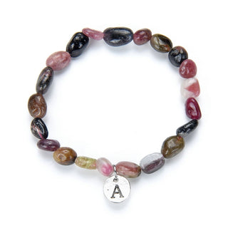 1 Strand Stretch Natural Multi-color Tourmaline Free Form Gemstone Bracelet, 7-10mm Beads, Length Selections: 7 inch/7.5 inch