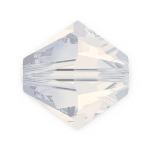 100pcs Preciosa Small Faceted Bicone Crystal Beads, White Opal, 4mm, Hole ID 0.9mm, Pre-B438