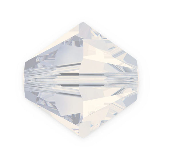 100pcs Preciosa Small Faceted Bicone Crystal Beads, White Opal, 4mm, Hole ID 0.9mm, Pre-B438