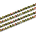 Natural Unakite Jasper Gemstone Heishi Tube Rondelle Beads, 4x2mm/Small, Hole ID 0.9mm, 14.5 Inch/1 Strand, GH-C16