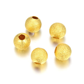 100pcs Tarnish Resistant Sparkle Stardust Round Beads, 18K Yellow Gold Plated Brass, Size Selections: 4mm/6mm/8mm