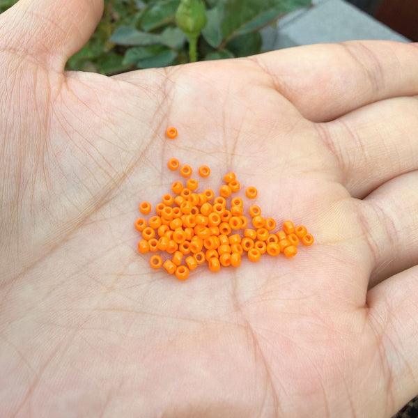 25g Miyuki Rocaille 11/0 Round Seed Beads Opaque Mandarin Orange RR-405